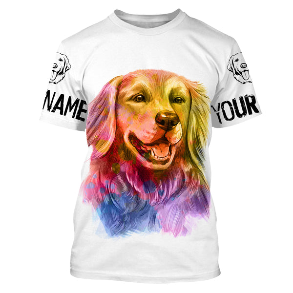 Colorful Labrador Retriever T-shirt Long Sleeve Hoodie| Custom Name Dog Shirt for Lab Mom Lab Dad| JTSD296