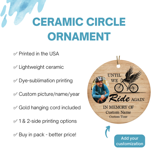 Until we ride again cyclist memorial ornament, custom bicycle ornament, BMX MTB cycling ornament| ONT10