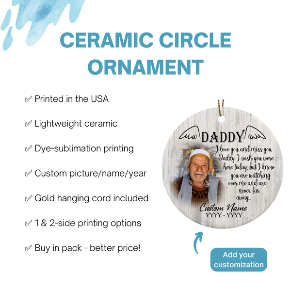 Dad memorial ornament, my angel dad, memorial Christmas ornament, sympathy ornament for loss of dad| ONT08