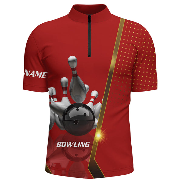 Personalized Men Bowling Quarter-Zip Shirt Custom Team bowling Jersey | Multi color NQS5947