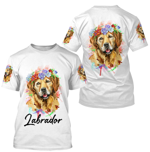 Watercolor Labrador T-shirt Long Sleeve Hoodie All Over Print Shirt for Lab Mom Lab Dad| JTSD300