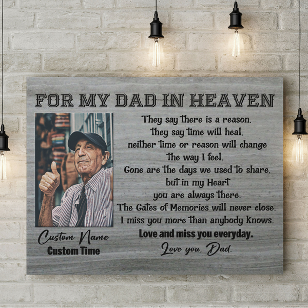 Father Memorial Canvas| For Dad In Heaven Custom Dad Memorial, Sympathy Gift Loss of Father, Loss of Dad JC904