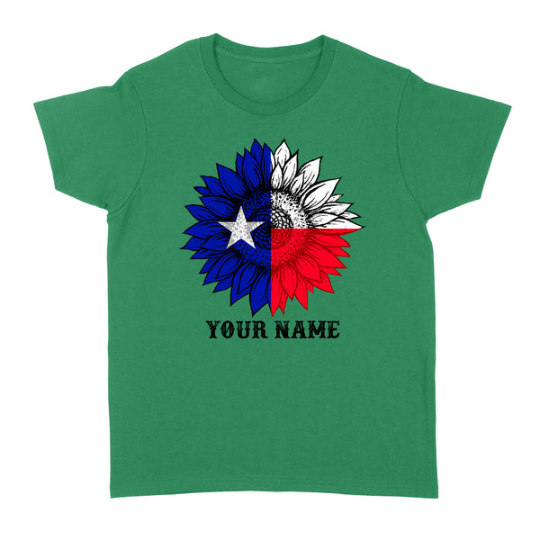Texas flag sunflower customized name patriot Texas state flag Women's T-shirt D03 NQS2495