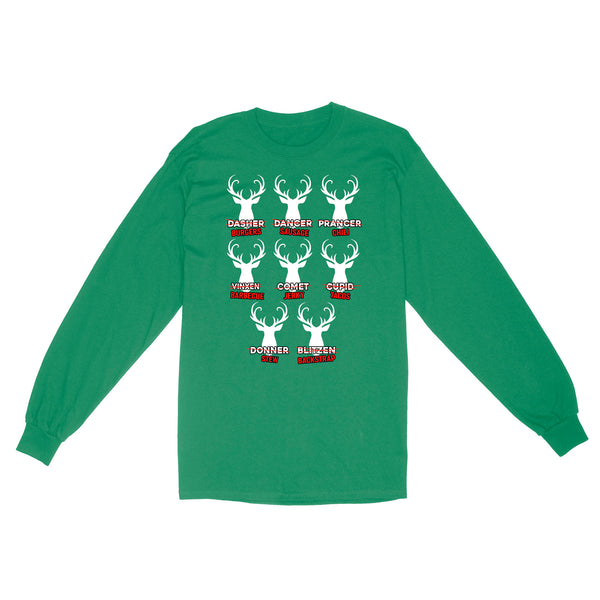 Funny Christmas Reindeer Hunter Shirt, Deer Hunter Gift D02 NQS2460 Standard Long Sleeve