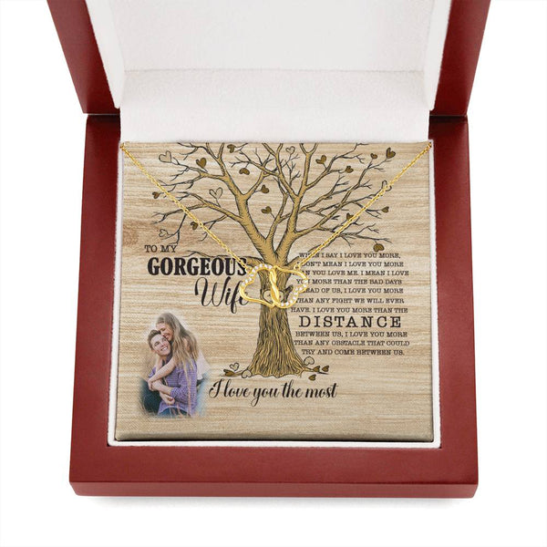 Personalized To my gorgeous Wife  Soild Gold and Real Diamonds Necklace, Jewelry Christmas gifts for her - IPHW1885