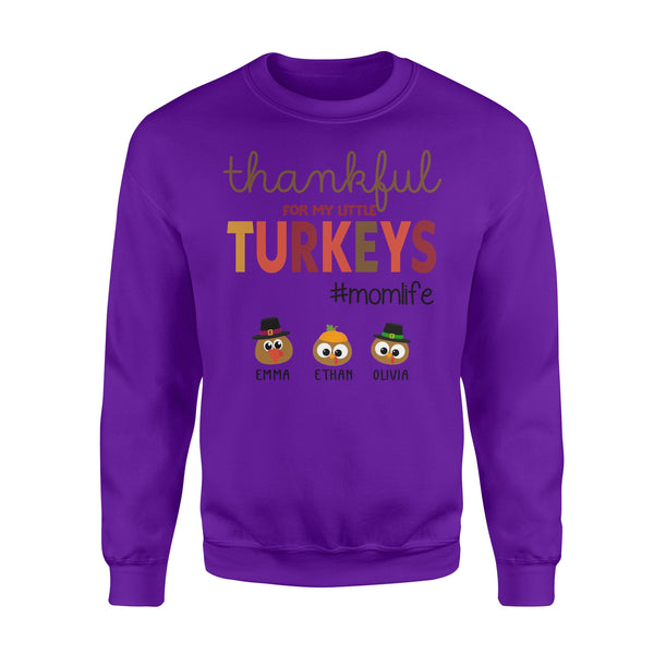 Custom name thankful for my little Turkeys personalized gif for mom - Standard Crew Neck Sweatshirt