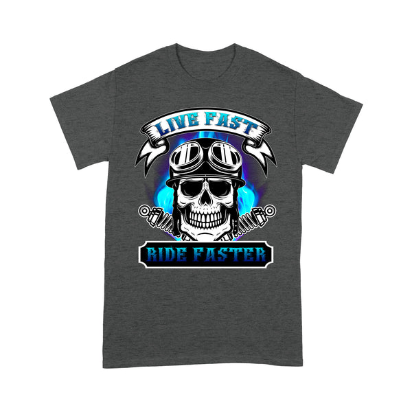 Motocycle Men T-shirt - Live Fast Ride Faster, Cool Skull Riding Tee Motocross Off-road Racing Shirt| NMS128 A01