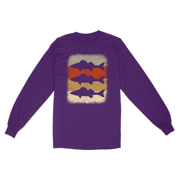 Retro vintage Walleye Fishing Shirt, Fisherman Gift D03 NQS3136 Long Sleeve