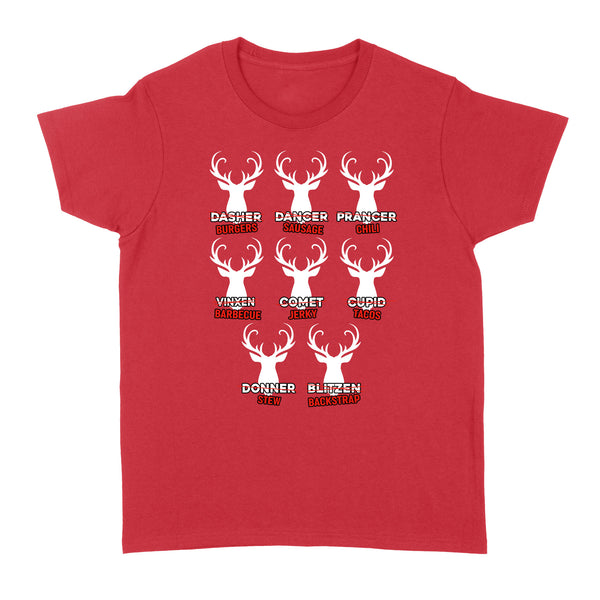 Funny Christmas Reindeer Hunter Shirt, Deer Hunter Gift D02 NQS2460 Standard Women's T-shirt