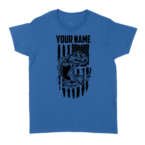 Largemouth bass fishing US American flag 4th July personalized patriot shirt D01 NQS1310 - Standard Women's T-shirt