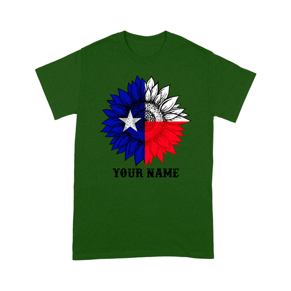 Texas flag sunflower customized name patriot Texas state flag D03 NQS2495 - T-shirt