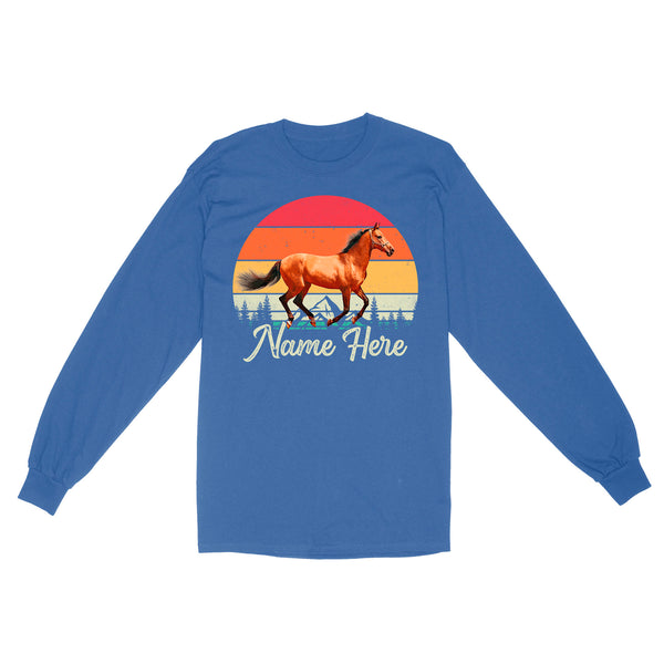 Custom Photo and name Horse retro Shirt, Horse Riding Shirt, Gift for Horse Lover D03 NQS3244 Long Sleeve