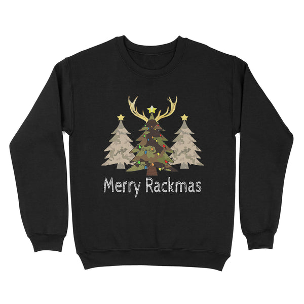 Deer, Elk, Moose hunting Merry Rackmas hunting gift for men Standard Crew Neck Sweatshirt