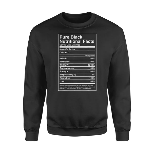 Black Pride Pure Black Nutritional Facts - Standard Crew Neck Sweatshirt