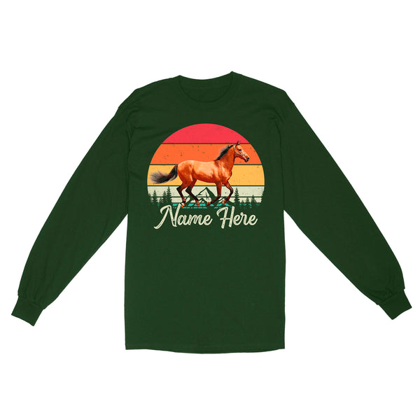 Custom Photo and name Horse retro Shirt, Horse Riding Shirt, Gift for Horse Lover D03 NQS3244 Long Sleeve