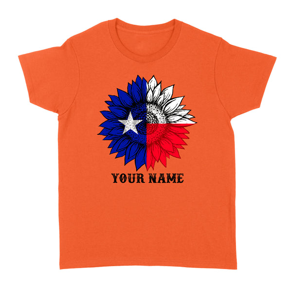 Texas flag sunflower customized name patriot Texas state flag Women's T-shirt D03 NQS2495