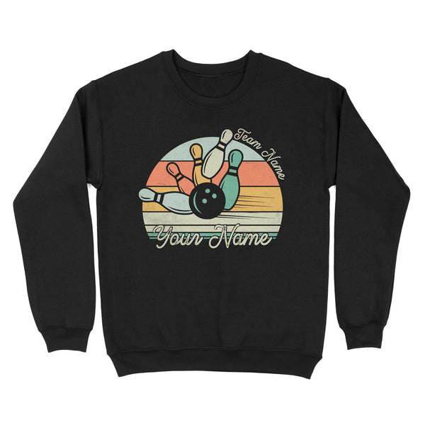 Custom Bowling Retro Shirt, Personalized Bowling Name Crew Neck Sweatshirt