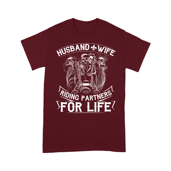 Motocycle Men T-shirt - Husband & Wife Riding Partners for Life, Cool Riding Tee for Him, Motocross Racing Shirt| NMS126 A01