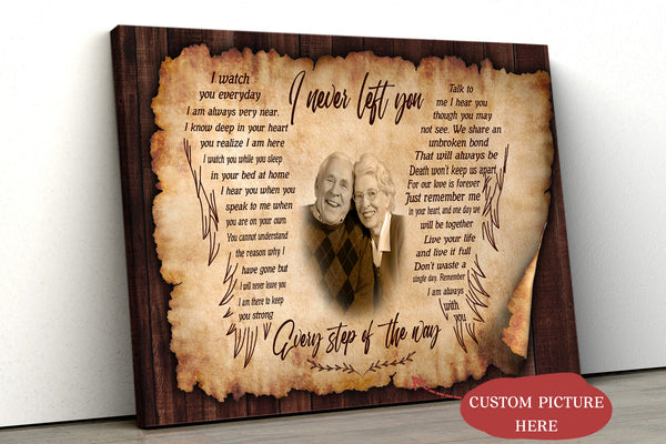 Personalized Canvas| I Never Left You Wall Art Decor| Memorial Canvas| Sympathy Gifts for Family, Home Decoration| Custom Canvas Ready to Hang| Gift for Father's day, Christmas & New Year| T01