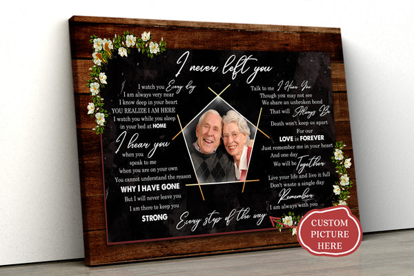 Personalized Canvas| I Never Left You Wall Art Decor| Memorial Canvas| Sympathy Gifts for Family, Home Decoration| Custom Canvas Ready to Hang| Gift for Mother's day, Father's day, Christmas & New Year| T37