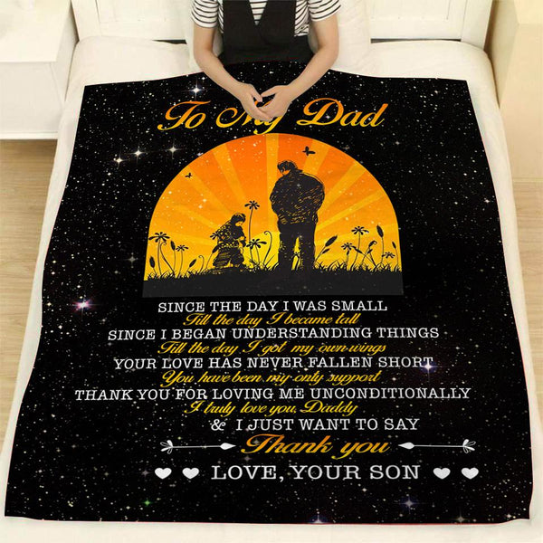 Son to Dad Beautiful Blanket| Meaningful Father's Day, Birthday, Christmas Gift| Thoughtful Fleece Throw for Dad from Son| N1031
